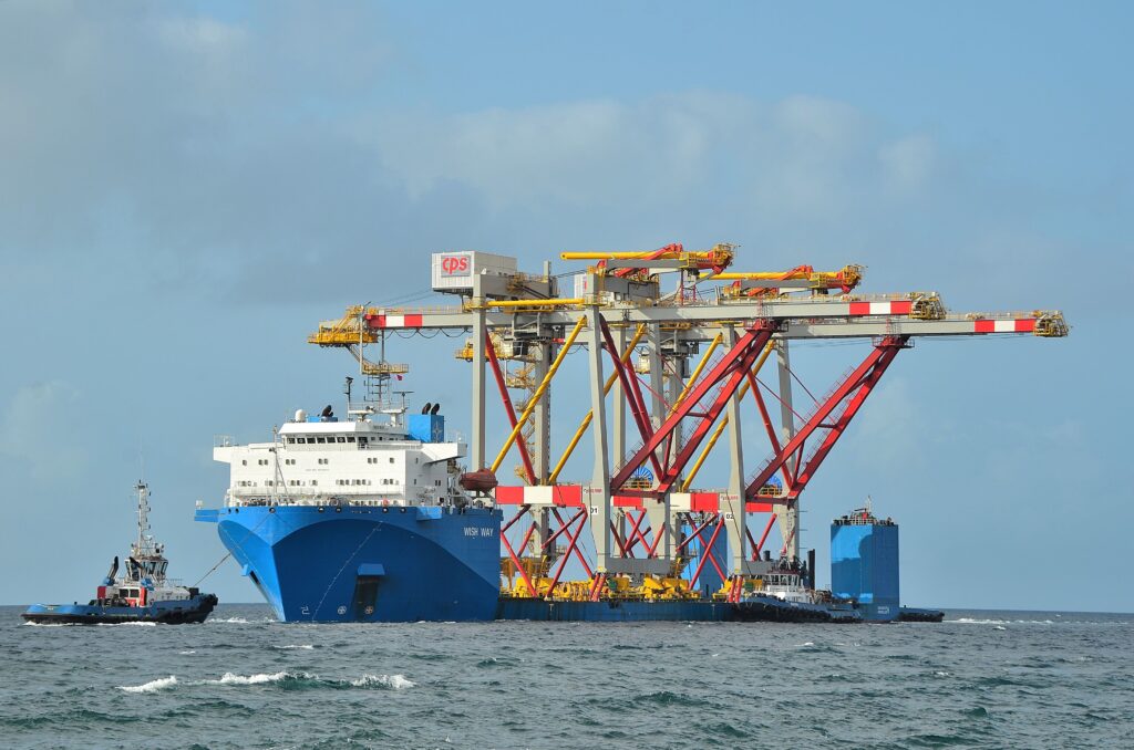 Transport cranes by sea